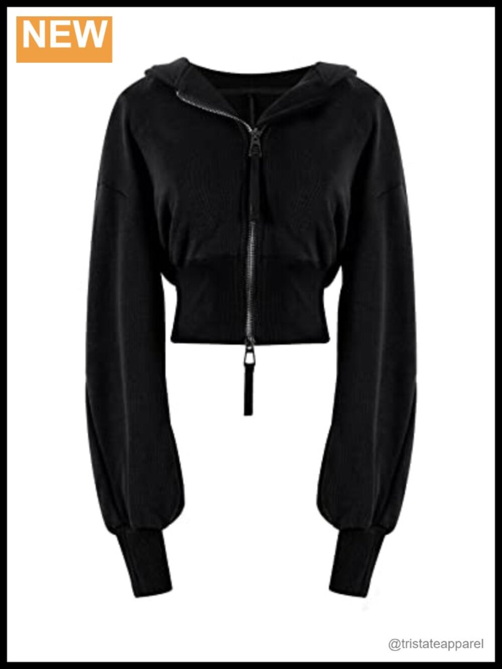 Cropped Zip Up Hoodie Long Sleeve Drawstring Hood Sweatshirt